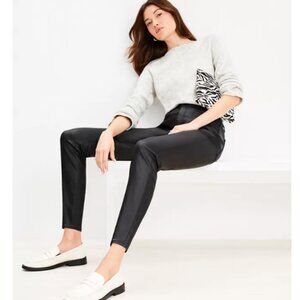 NWT Loft Waxed Denim Skinny Black Jeans 34/18 Petite